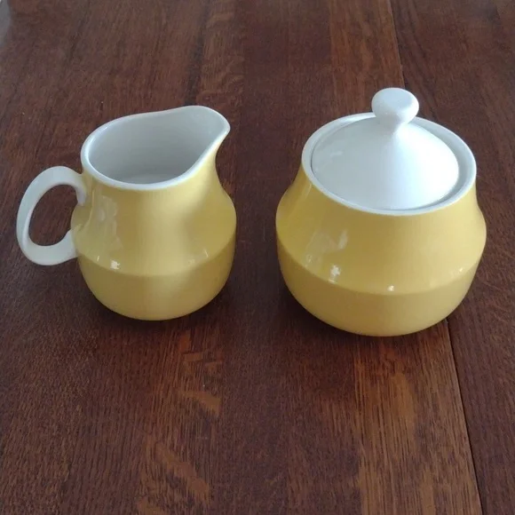 Vintage Mikasa Cera-Stone Sandra Creamer Sugar Bowl Set b540 - Picture 5 of 5